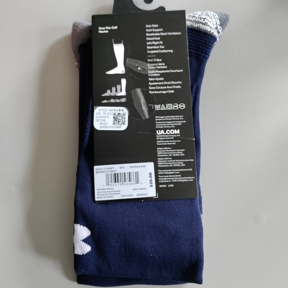 Under Armour OTC soccer Over the calf performance sport athletic sock navy NWT - Picture 5 of 10